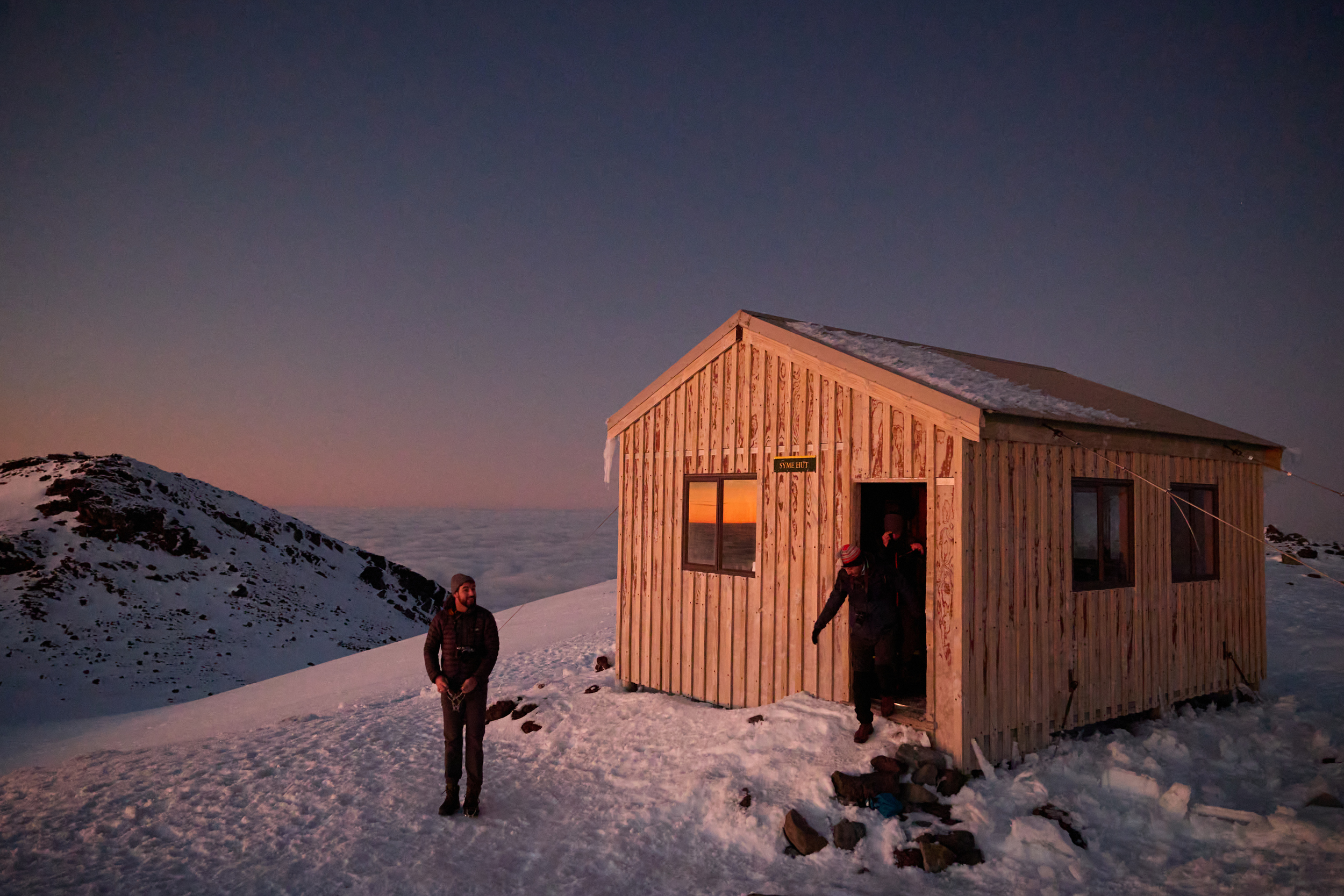 Leaving Syme hut to see the sunrise