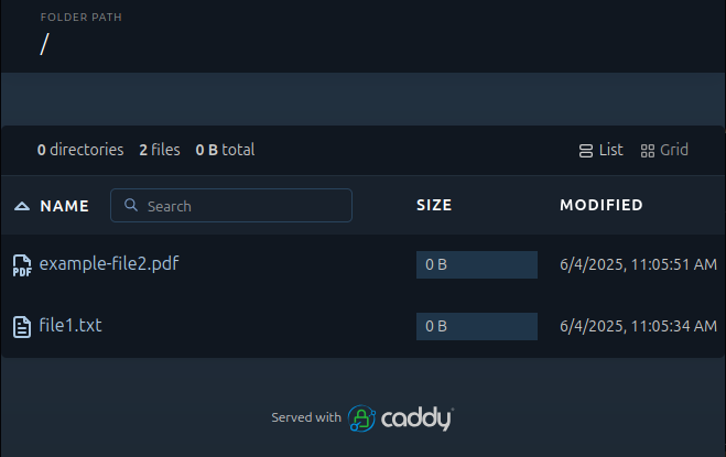 Caddy's file server browser